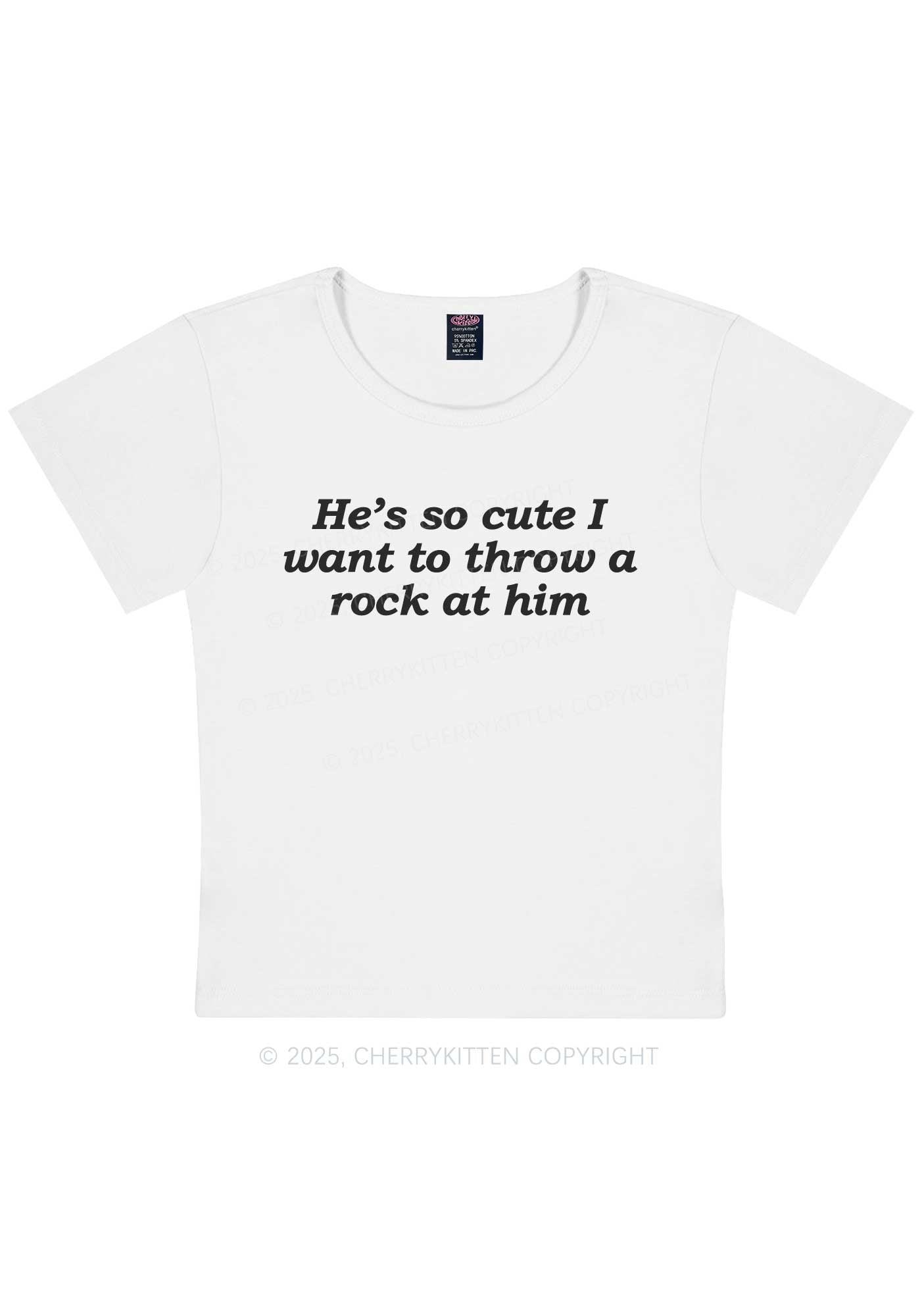 Throw A Rock At Him Y2K Baby Tee Cherrykitten