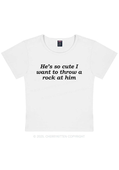 Throw A Rock At Him Y2K Baby Tee Cherrykitten