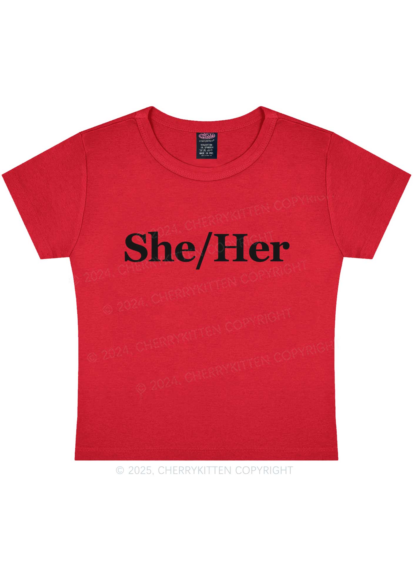 She Or Her Y2K Baby Tee Cherrykitten