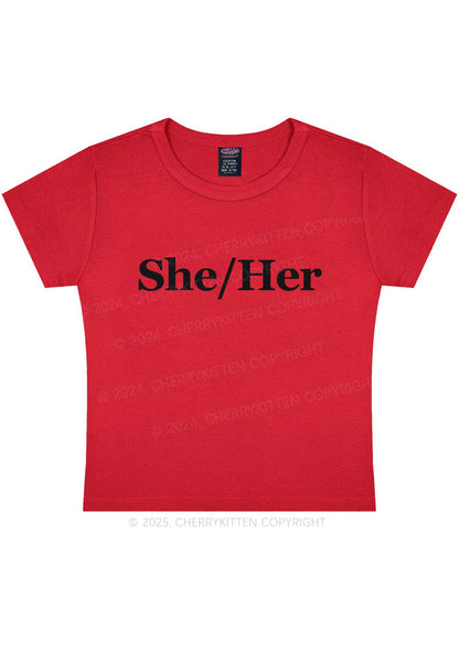 She Or Her Y2K Baby Tee Cherrykitten