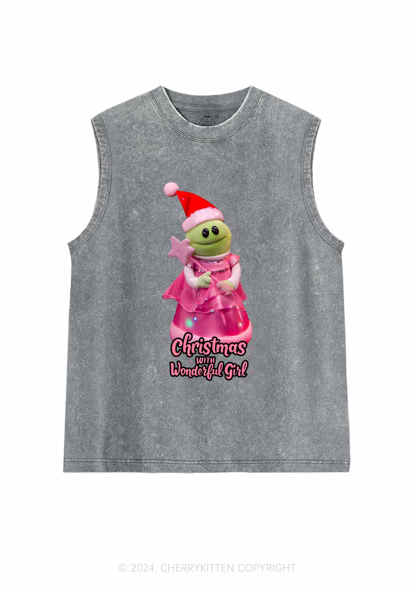 Christmas Wonderful Girl Y2K Washed Tank Cherrykitten