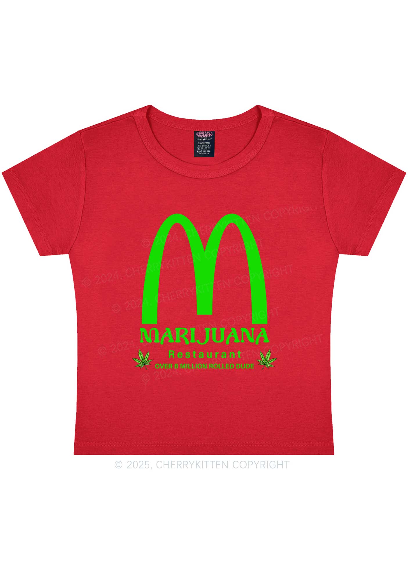 Green Restaurant Y2K Baby Tee Cherrykitten