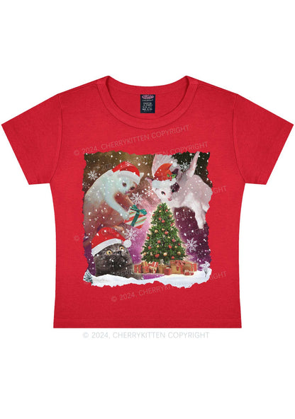 Christmas Cats Gift Y2K Baby Tee Cherrykitten