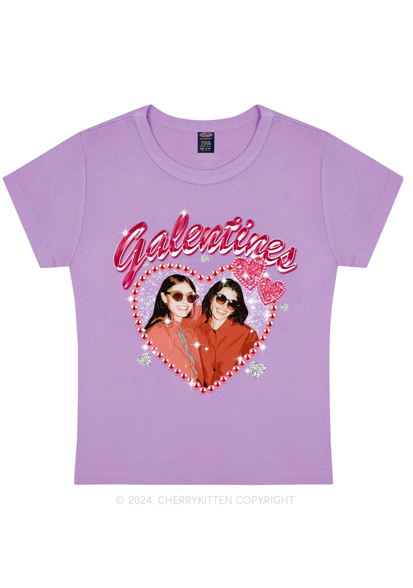 Custom Galentines Photo Y2K Valentine's Day Baby Tee Cherrykitten