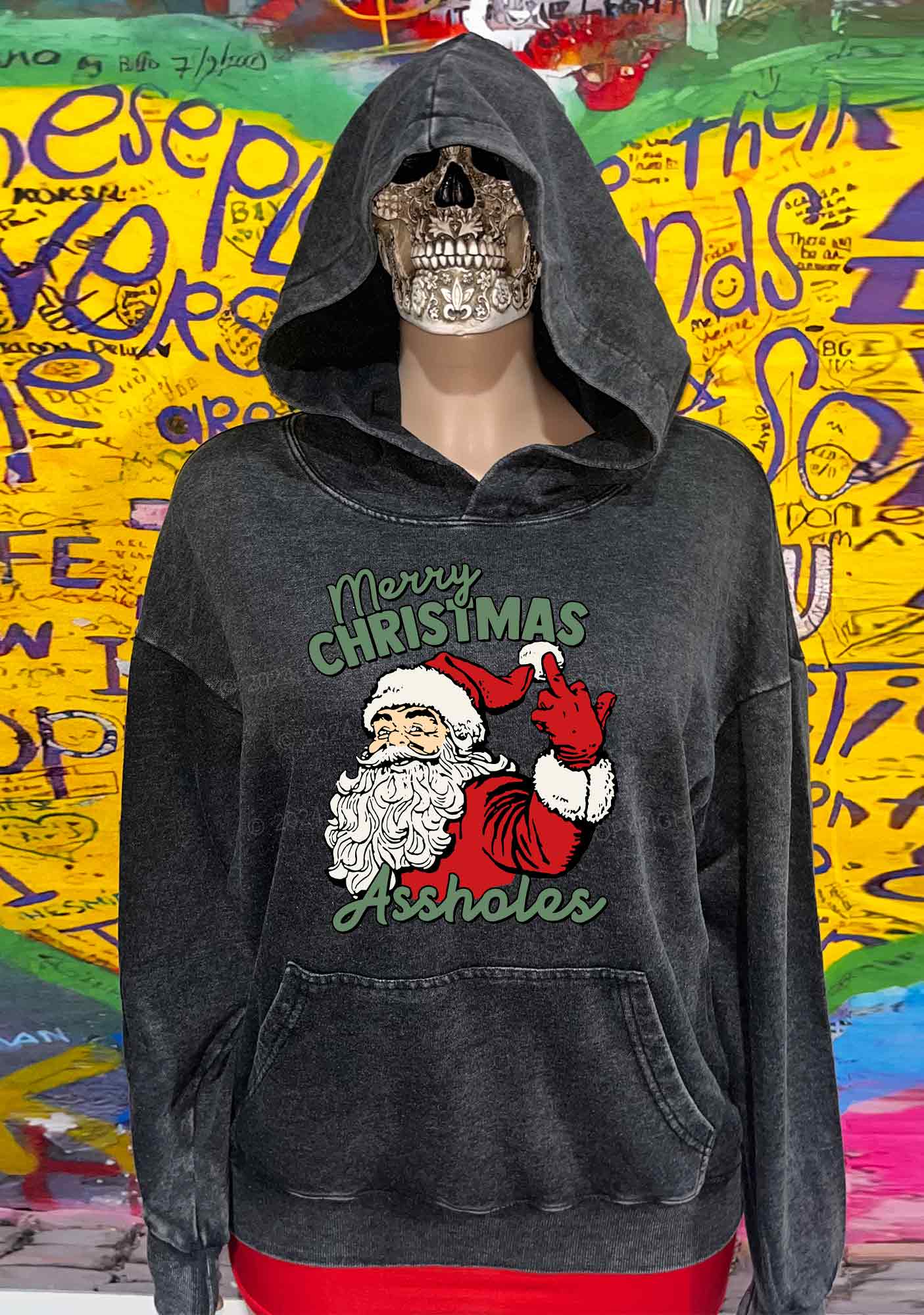 Merry Christmas Y2K Washed Hoodie Cherrykitten