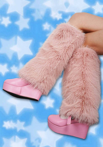 Pink Faux Fur Y2K Leg Warmers Cherrykitten