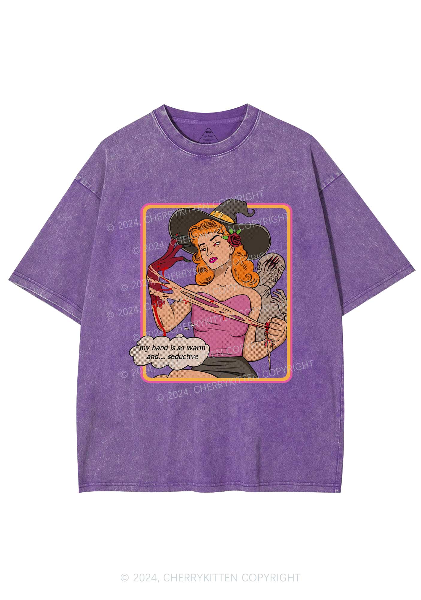 Halloween Seductive Hand Y2K Washed Tee Cherrykitten