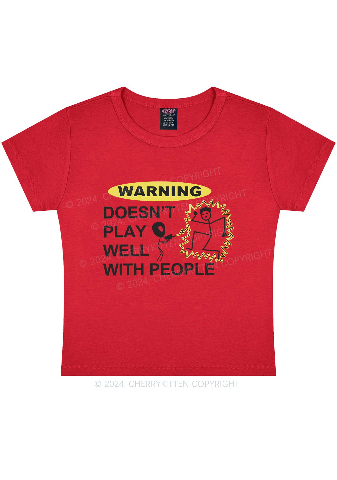 Play Warning Y2K Baby Tee Cherrykitten