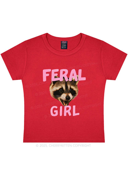 Feral Girl Raccoon Y2K Baby Tee Cherrykitten