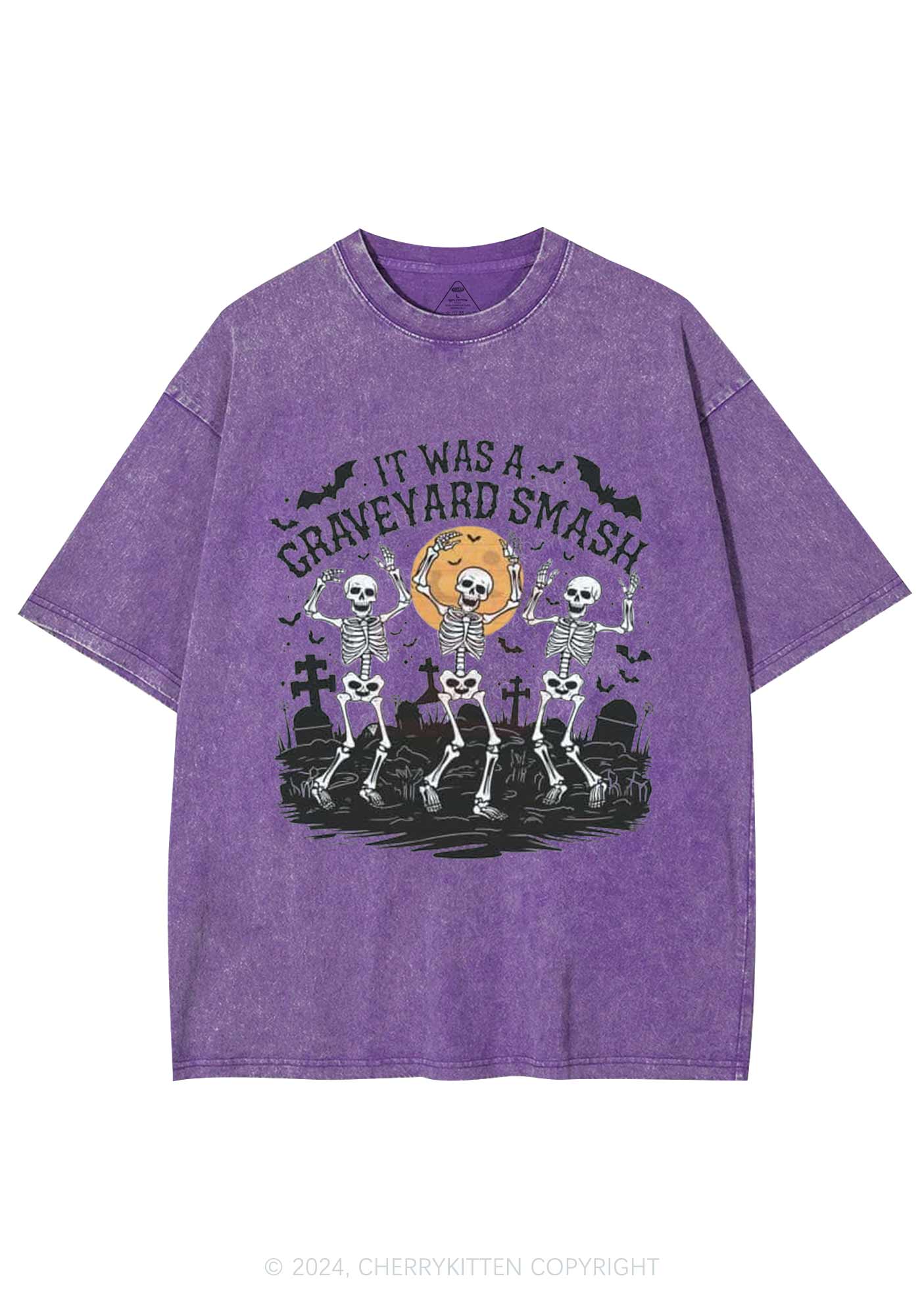 Halloween Graveyard Smash Y2K Washed Tee Cherrykitten