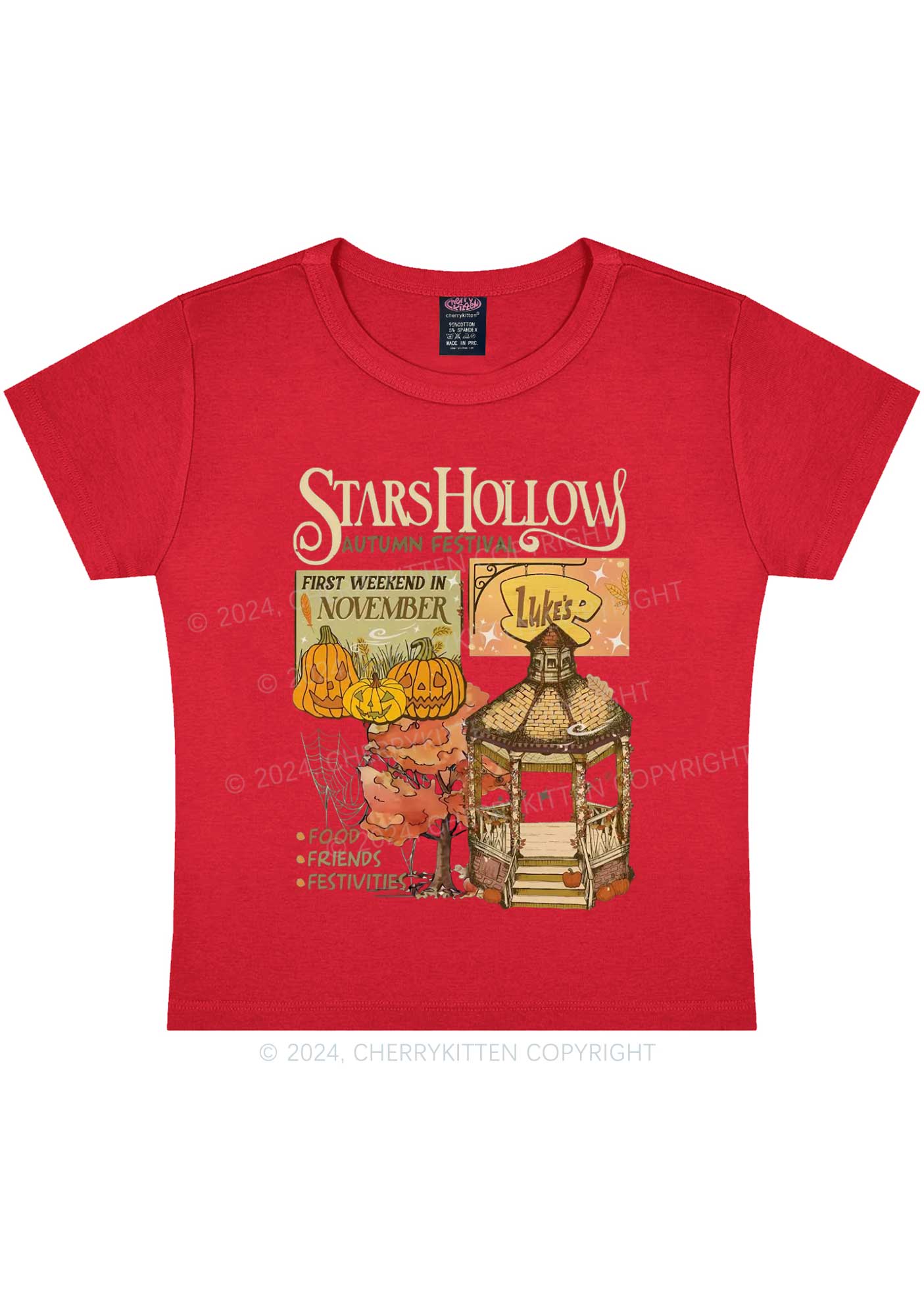 Halloween Stars Hollow Y2K Baby Tee Cherrykitten