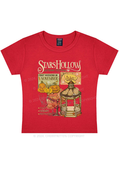 Halloween Stars Hollow Y2K Baby Tee Cherrykitten