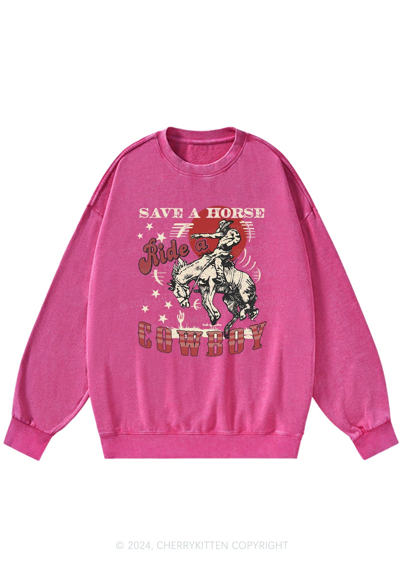 Ride A Cowboy Y2K Washed Sweatshirts Cherrykitten