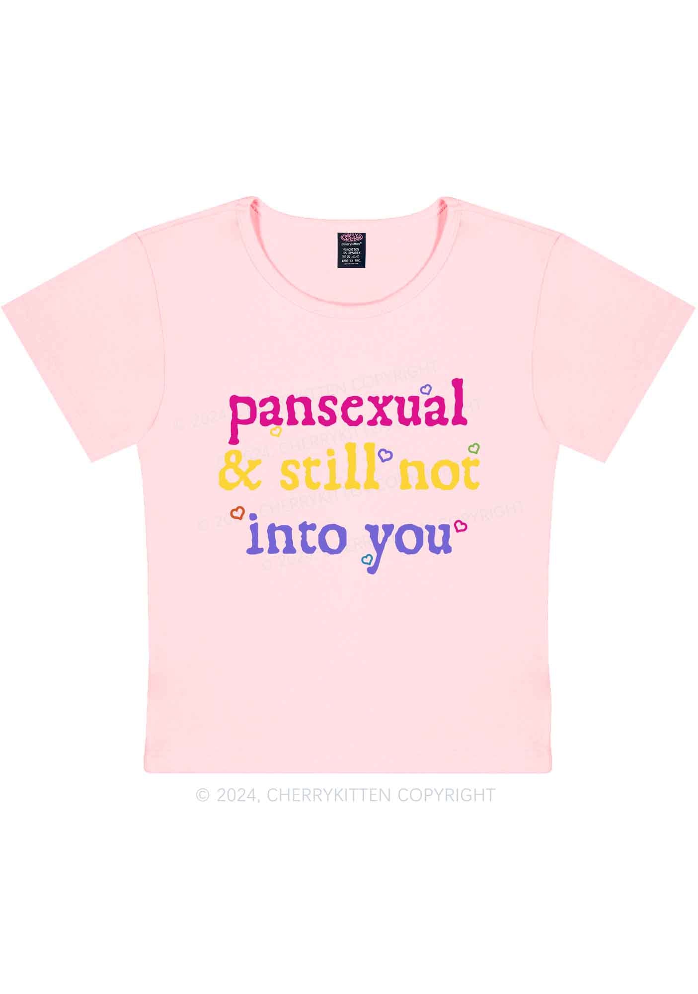 Pansexual Not Into You Y2K Baby Tee Cherrykitten