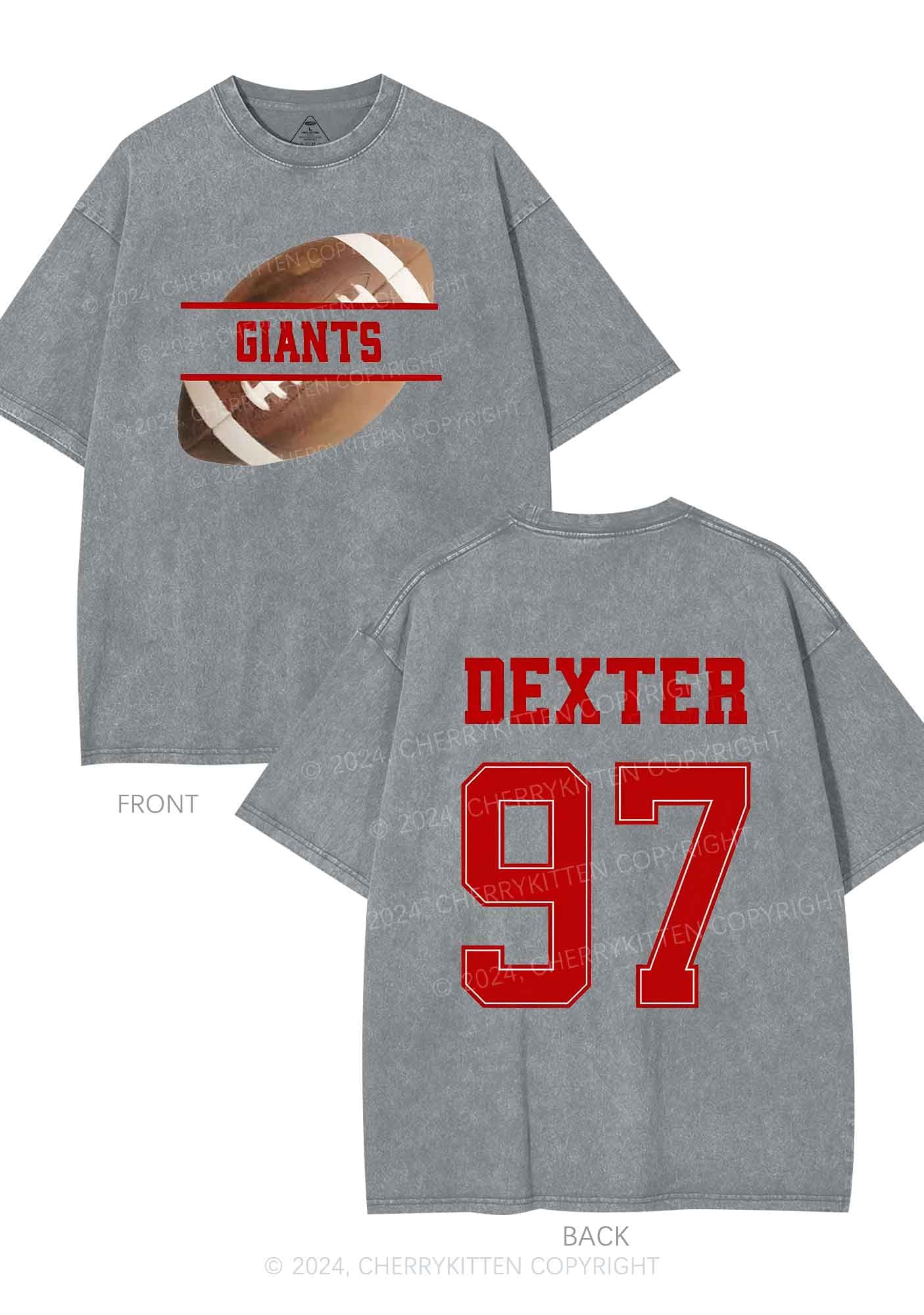 Custom Team&Name Y2K Super Bowl Washed Tee Cherrykitten