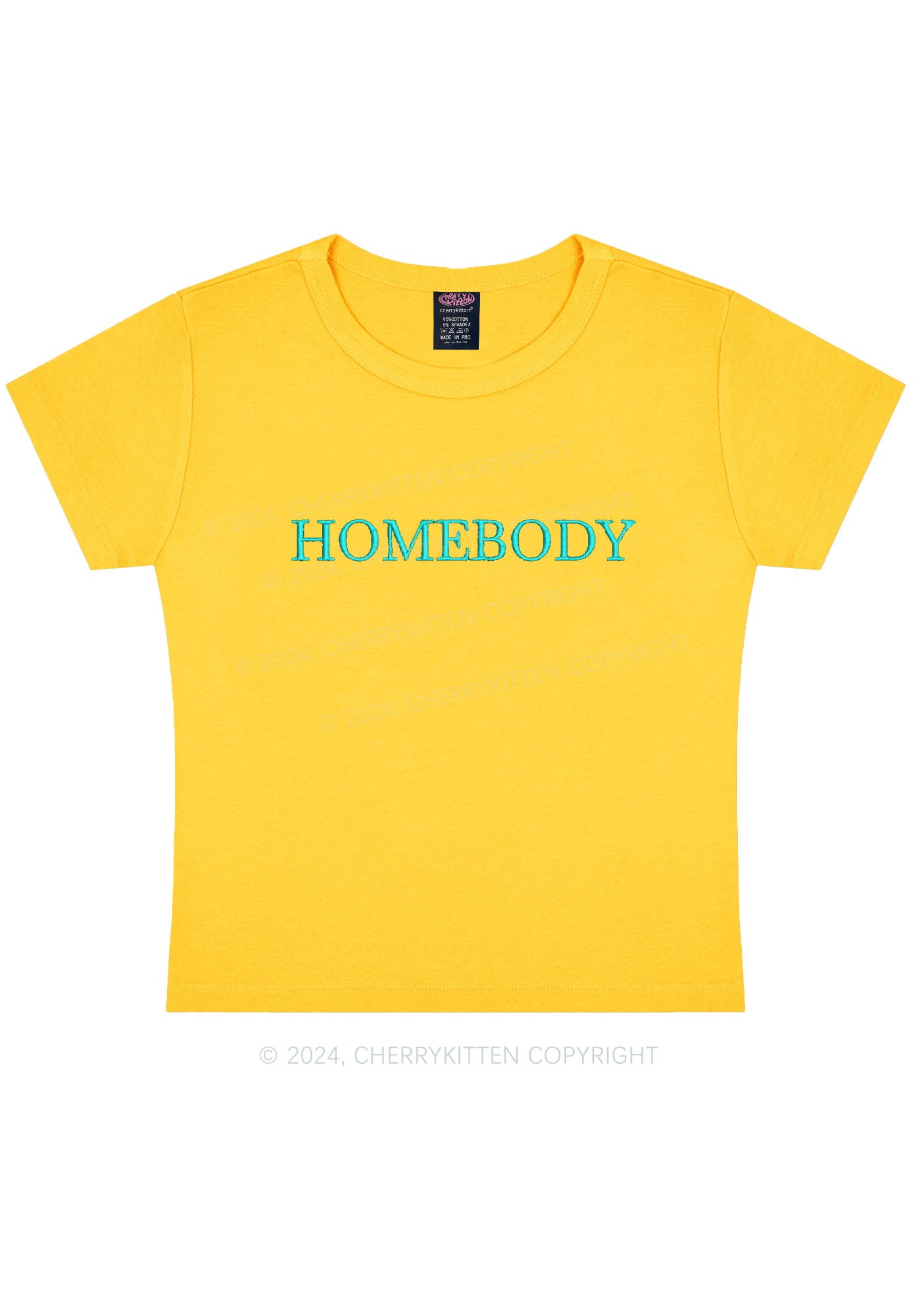 Embroidered Homebody Y2K Baby Tee Cherrykitten