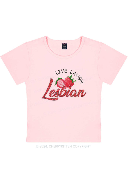 Live Laugh Lesbian Y2K Baby Tee Cherrykitten