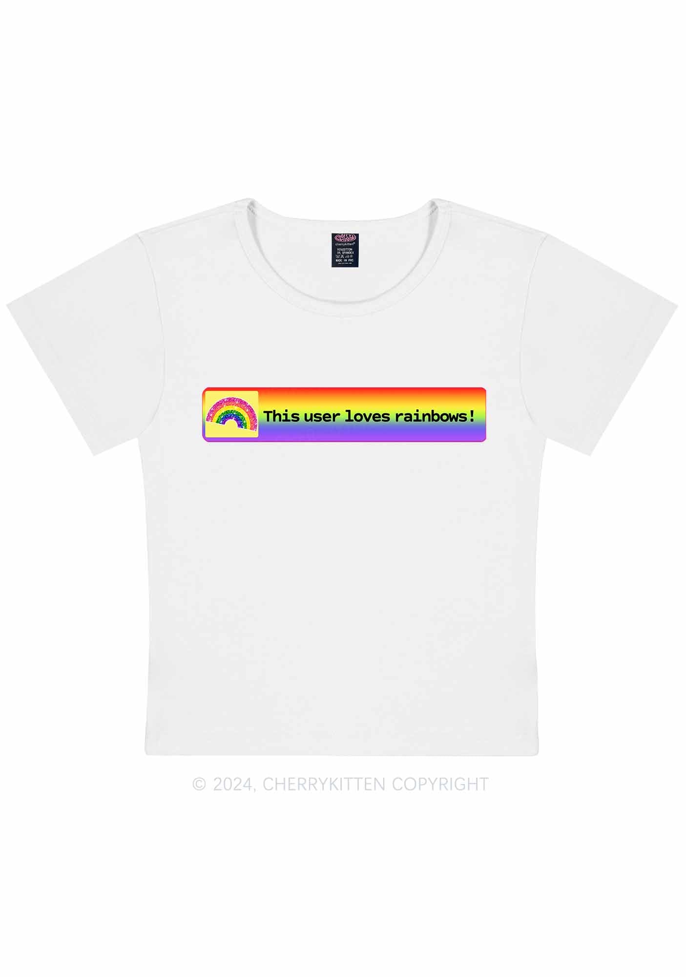 Curvy This User Loves Rainbows Y2K Baby Tee Cherrykitten