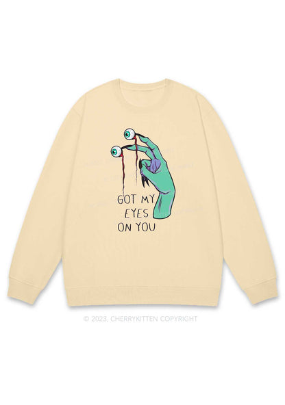 Got My Eyes On You Fingers Halloween Y2K Sweatshirt Cherrykitten