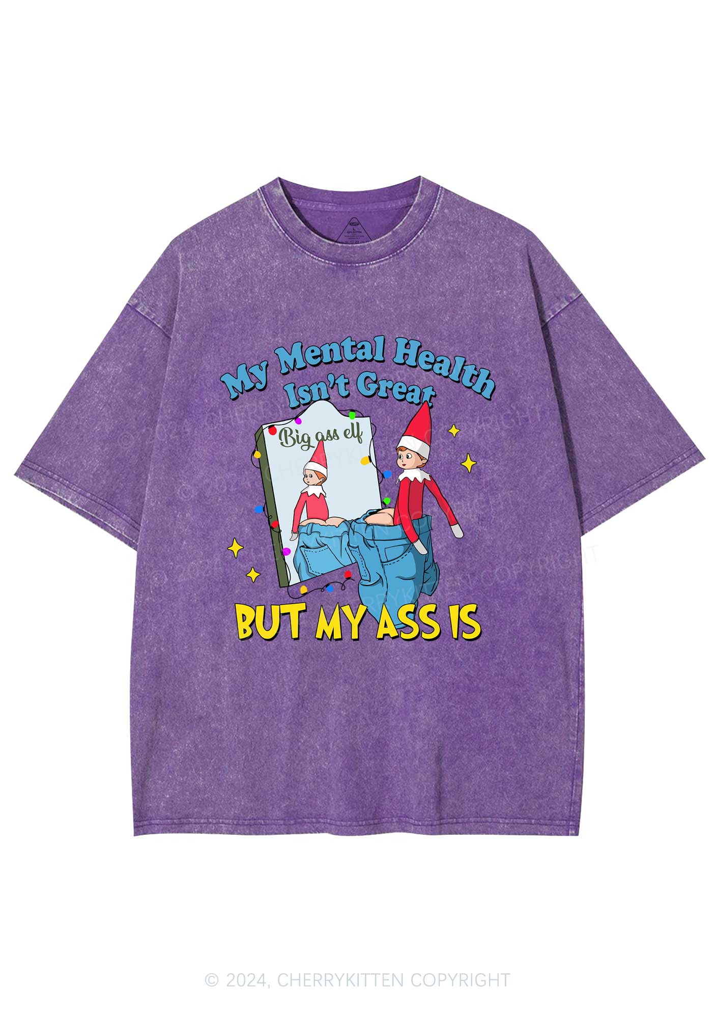 Christmas Big Axx Elf Y2K Washed Tee Cherrykitten