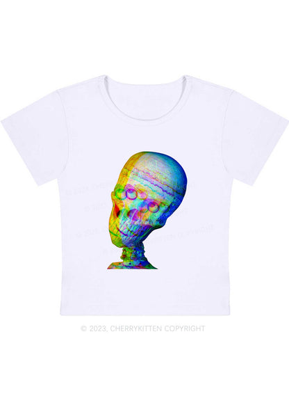 Rainbow Skull Halloween Y2K Baby Tee Cherrykitten