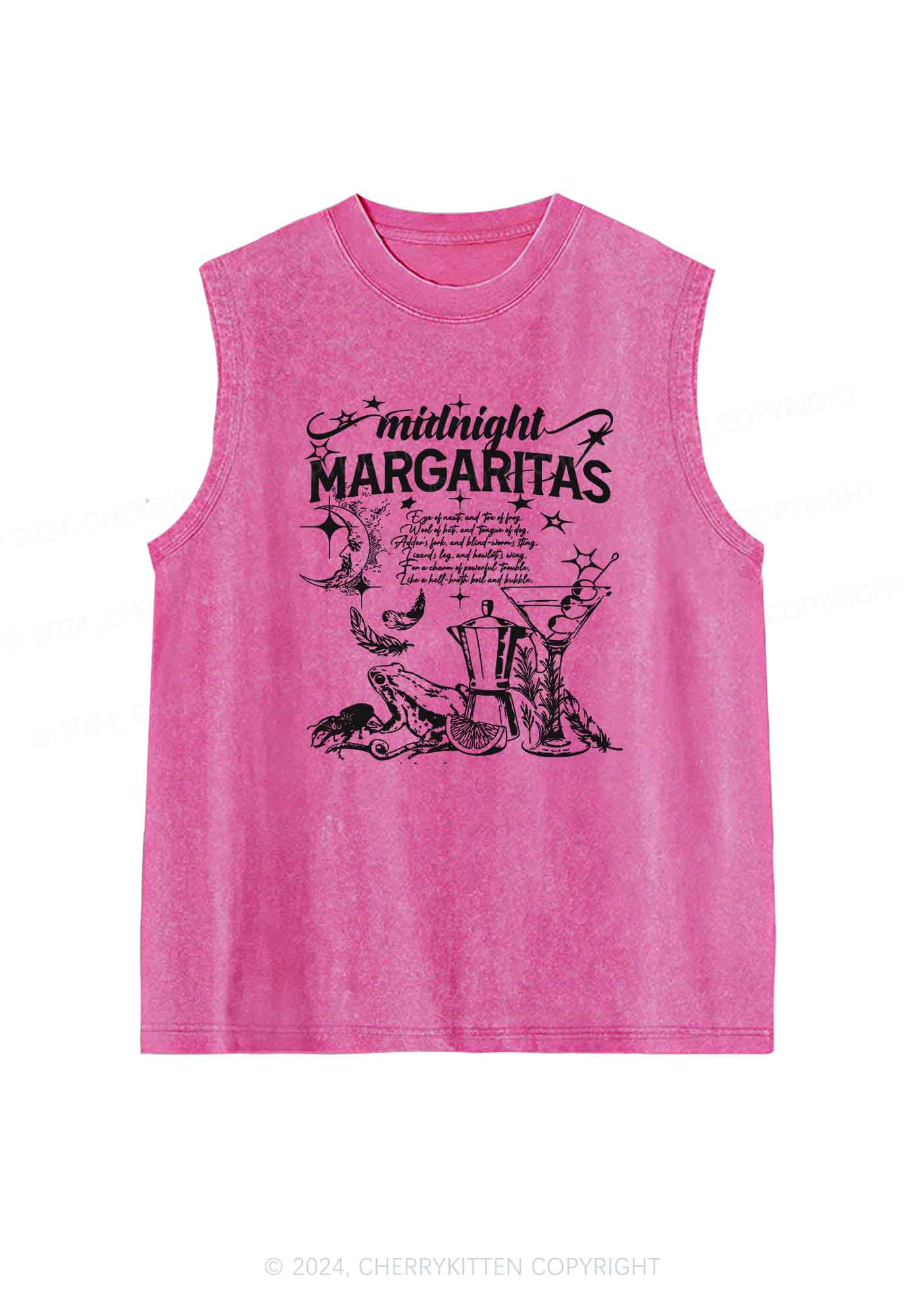 Halloween Midnight Margaritas Y2K Washed Tank Cherrykitten