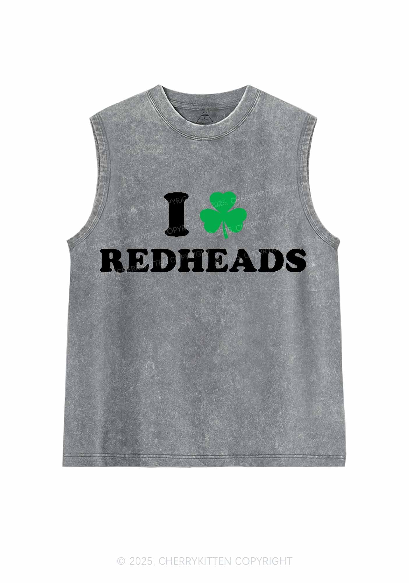 I Love Redheads St Patricks Y2K Washed Tank Cherrykitten