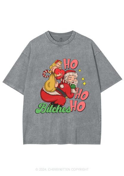 Christmas Ho Ho Ho Bxxches Y2K Washed Tee Cherrykitten