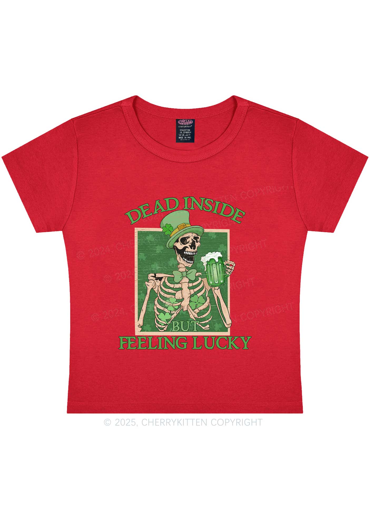 Feeling Lucky St Patricks Y2K Baby Tee Cherrykitten