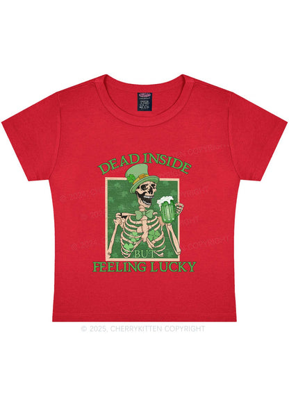 Feeling Lucky St Patricks Y2K Baby Tee Cherrykitten