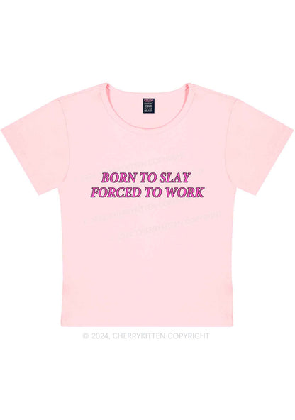 Forced To Work Y2K Baby Tee Cherrykitten