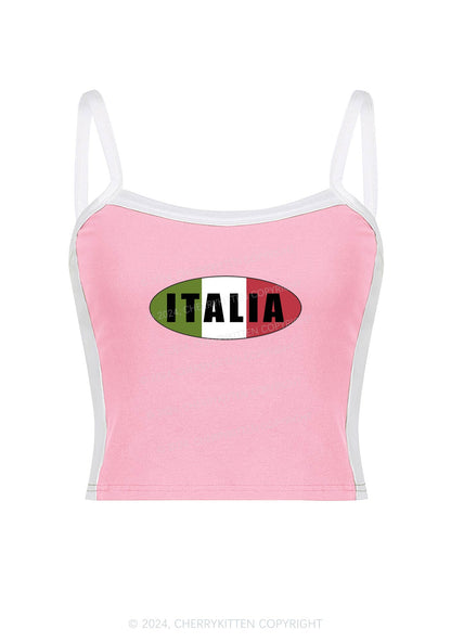 Italia Y2K Color Block Crop Cami Top Cherrykitten