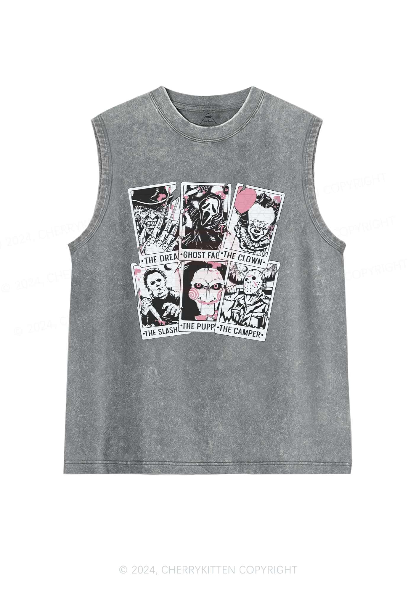 Halloween Spooky Characters Y2K Washed Tank Cherrykitten