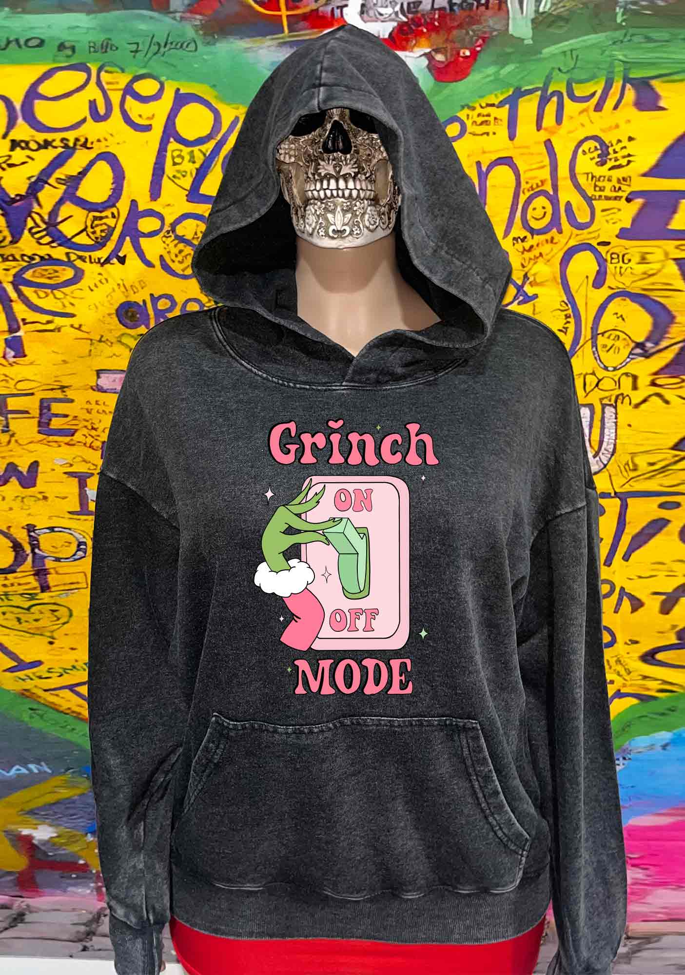 Christmas On Off Mode Y2K Washed Hoodie Cherrykitten