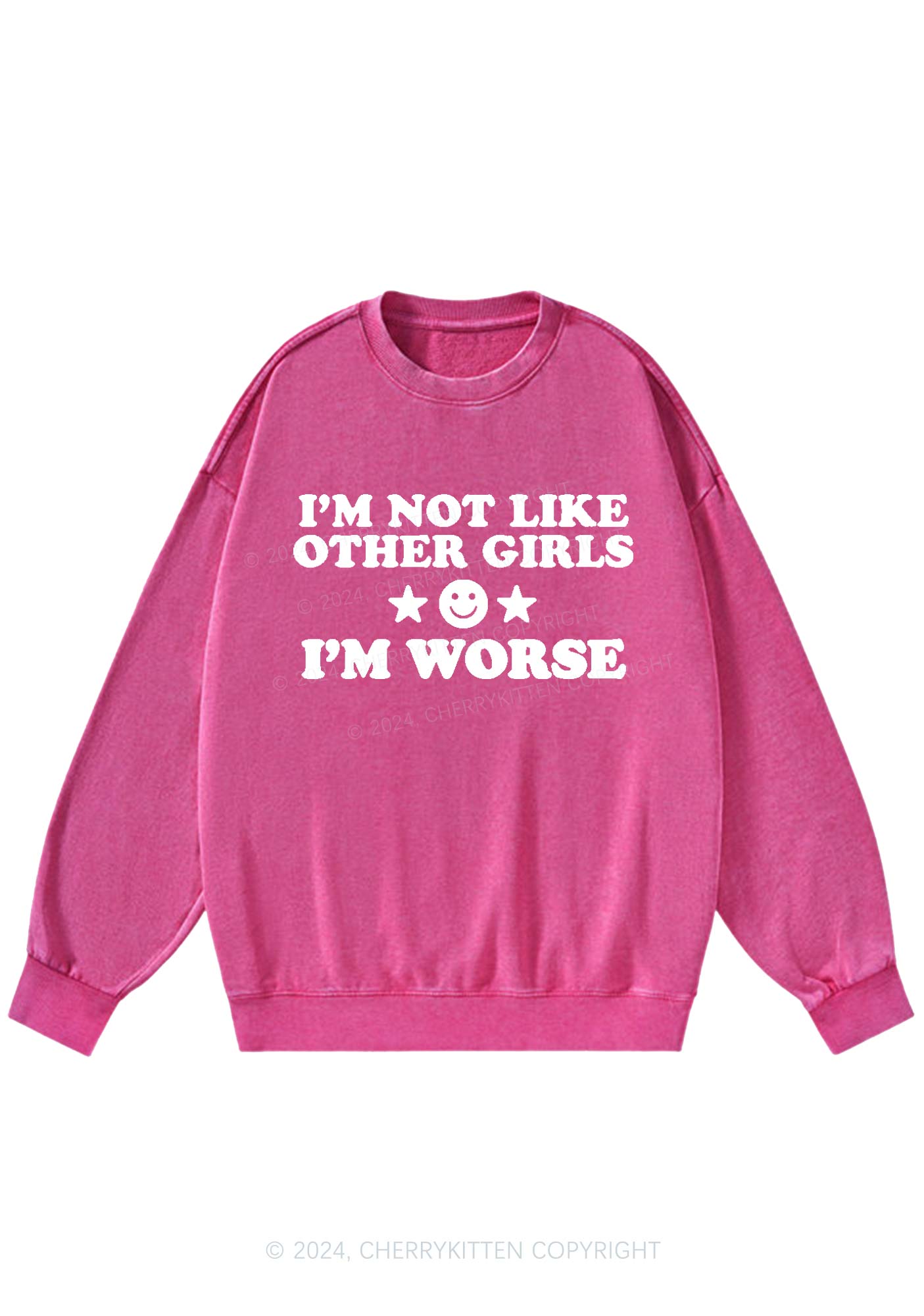 I'm Worse Y2K Washed Sweatshirts Cherrykitten