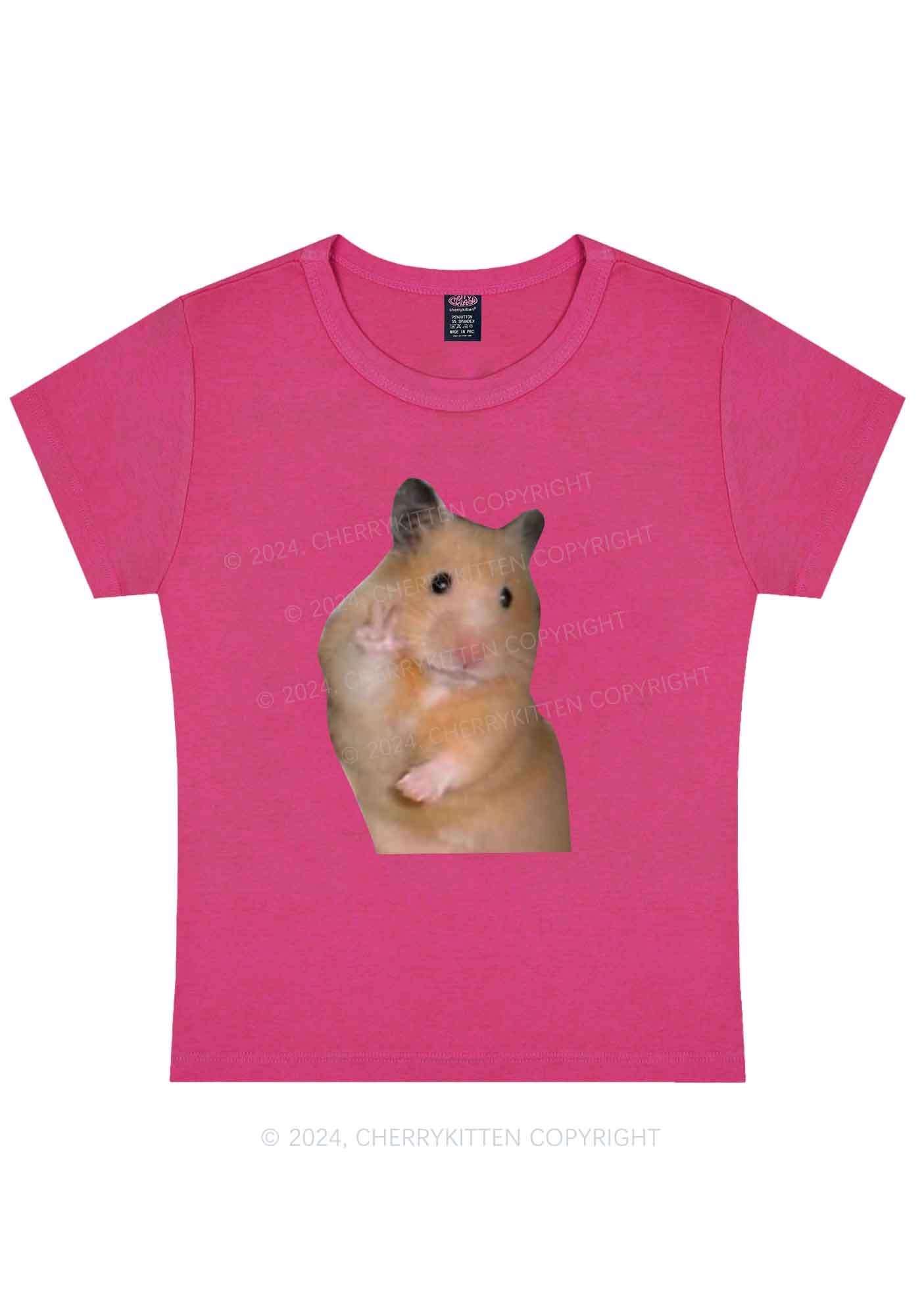 Curvy Peace Hamster Y2K Baby Tee Cherrykitten