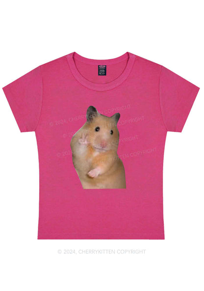 Curvy Peace Hamster Y2K Baby Tee Cherrykitten