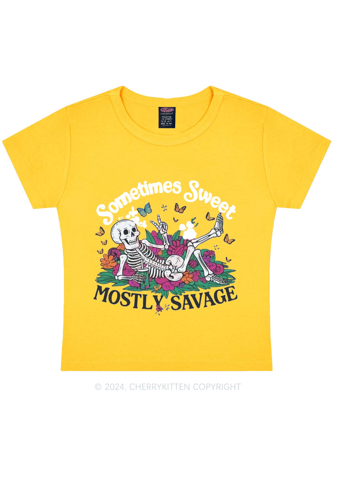 Halloween Mostly Savage Y2K Baby Tee Cherrykitten