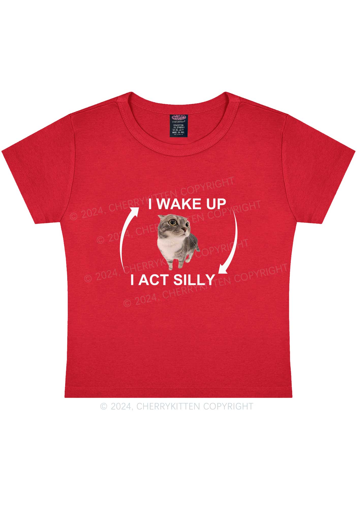 Wake Up Act Silly Y2K Baby Tee Cherrykitten