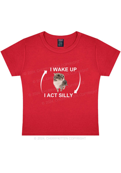 Wake Up Act Silly Y2K Baby Tee Cherrykitten