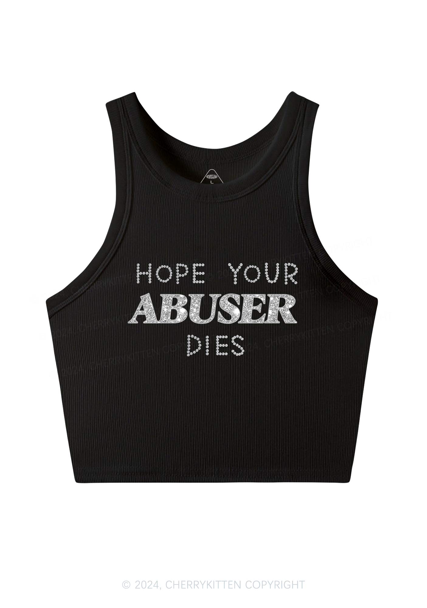 Hope Your Abuser Dies Y2K Crop Tank Top Cherrykitten