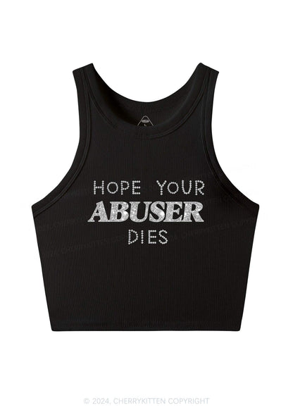 Hope Your Abuser Dies Y2K Crop Tank Top Cherrykitten