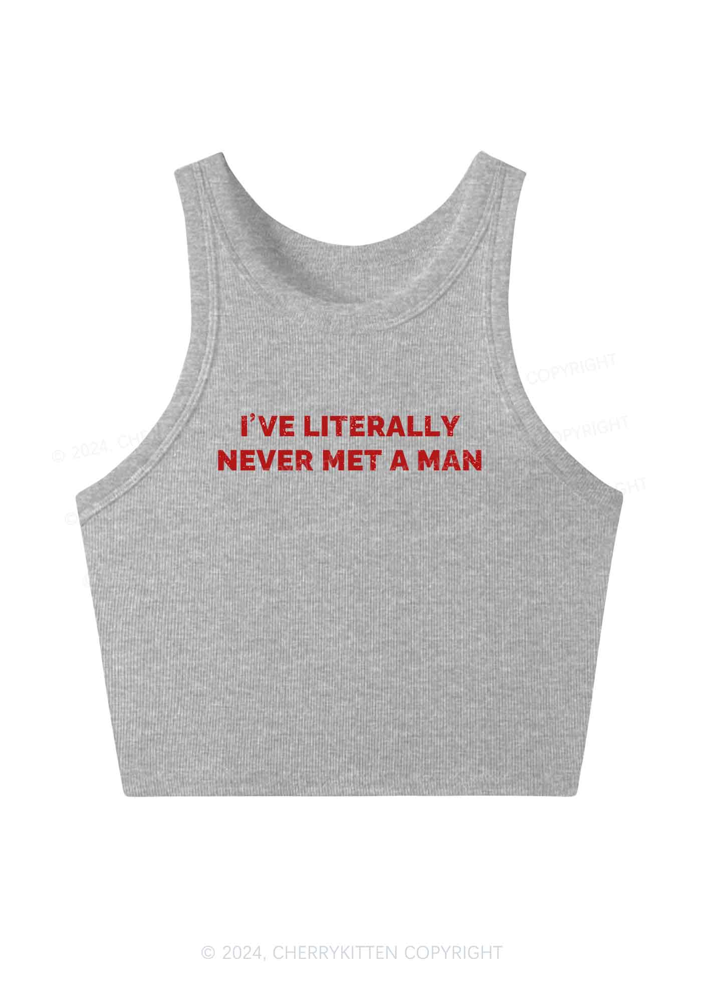 Never Met A Man Y2K Crop Tank Top Cherrykitten