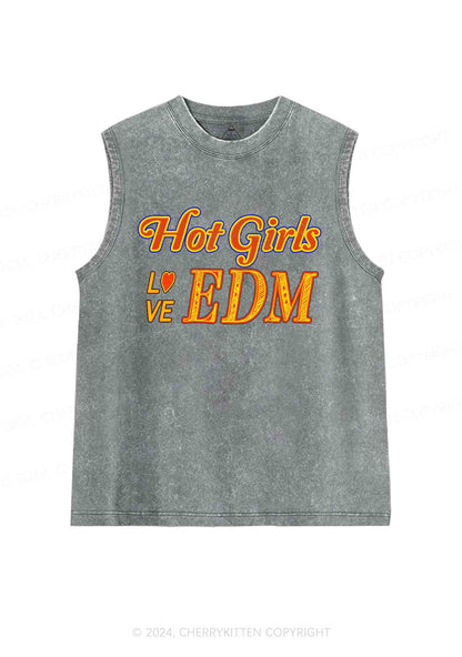 Hot Girls Love Edm Y2K Washed Tank Cherrykitten