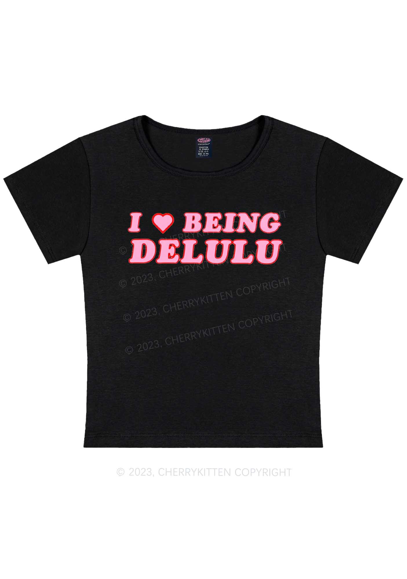 Curvy Being Delulu Y2K Baby Tee Cherrykitten