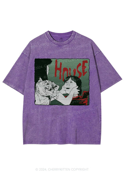 Halloween Blood House Y2K Washed Tee Cherrykitten