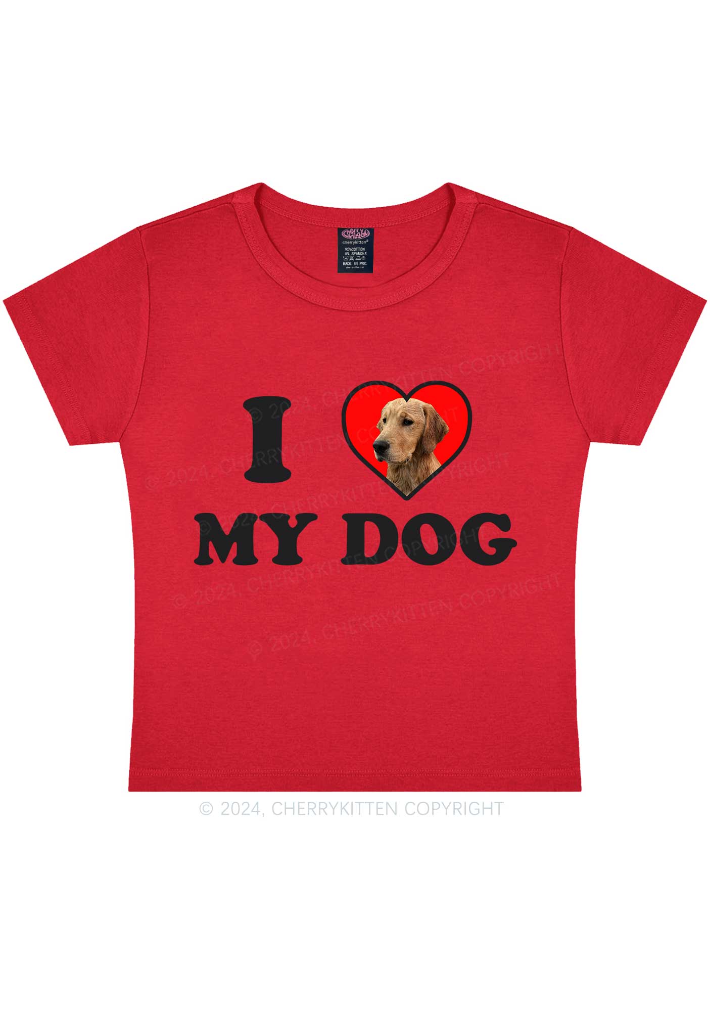 I Love My Dog Custom Photo Y2K Baby Tee Cherrykitten