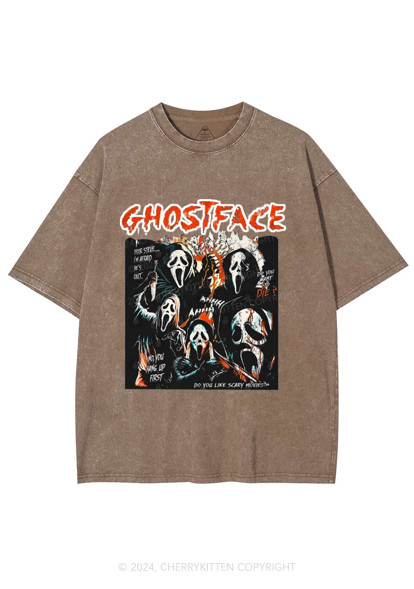 Halloween Scream Ghost Y2K Washed Tee Cherrykitten