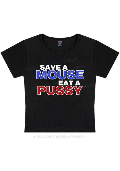 Curvy Save A Mouse Y2K Baby Tee Cherrykitten