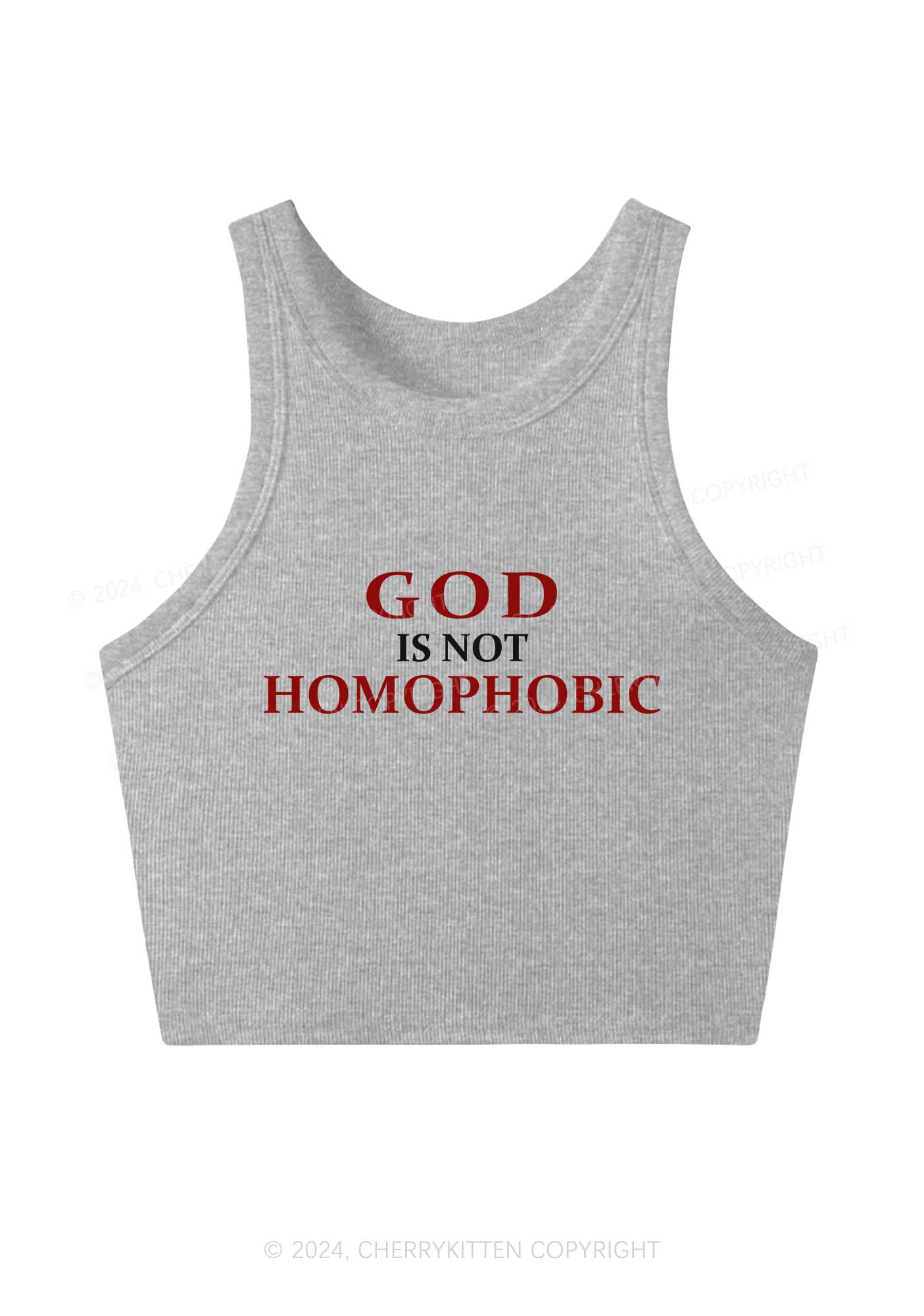 God Is Not Homophobic Y2K Crop Tank Top Cherrykitten